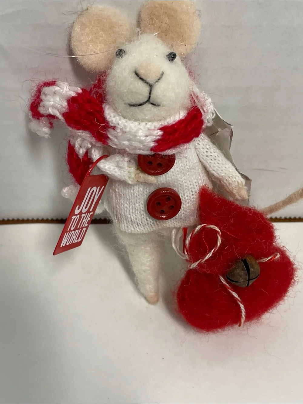Primitives By Kathy Felt Mouse Ornament “Joy To The World” Sign, Scarf, Sweater